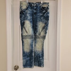 Lion Dynasty Jeans moto distressed zipper  size 36 slim